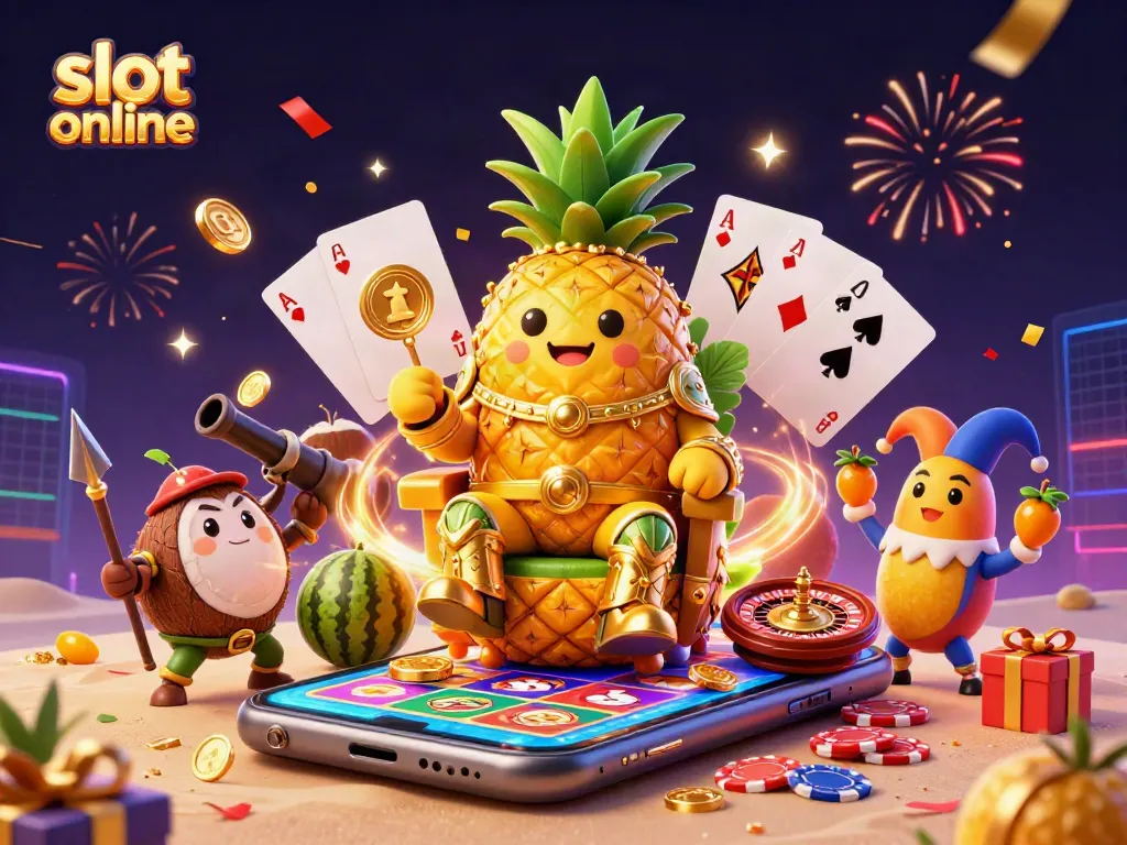 Spin the vibrant slot online game with golden coins and exciting characters at this colorful beach casino.