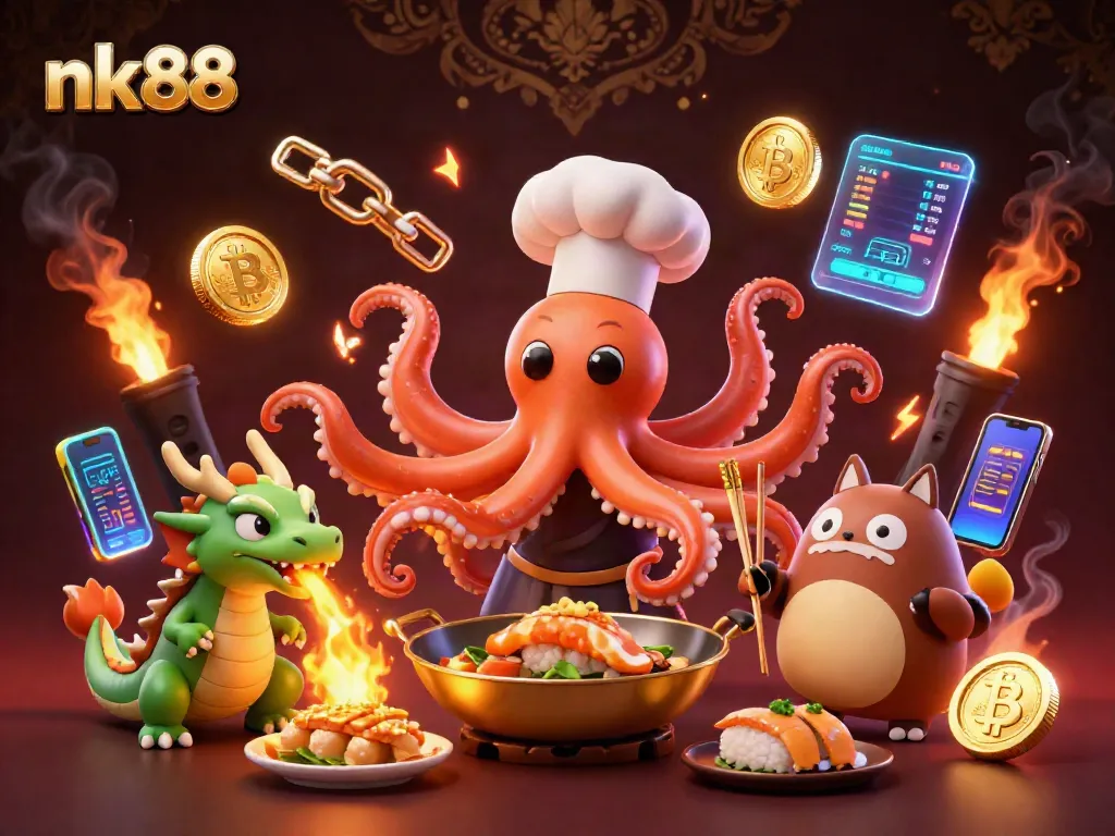 Engage with nk88's thrilling gaming experience featuring vibrant casino elements and action-packed scenes.
