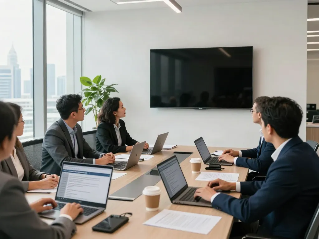Legal team discussing dubai Will Registration process in a modern office