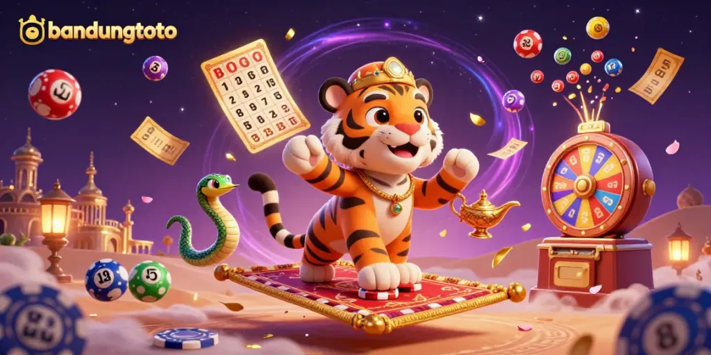 Engage with bandungtoto's vibrant casino scene featuring a tiger sultan and dazzling gaming elements.