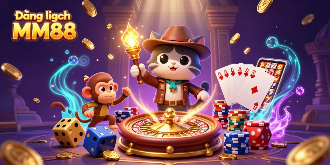 Experience Đăng nhập MM88 with immersive gaming action featuring slots, roulette, and vibrant casino elements.