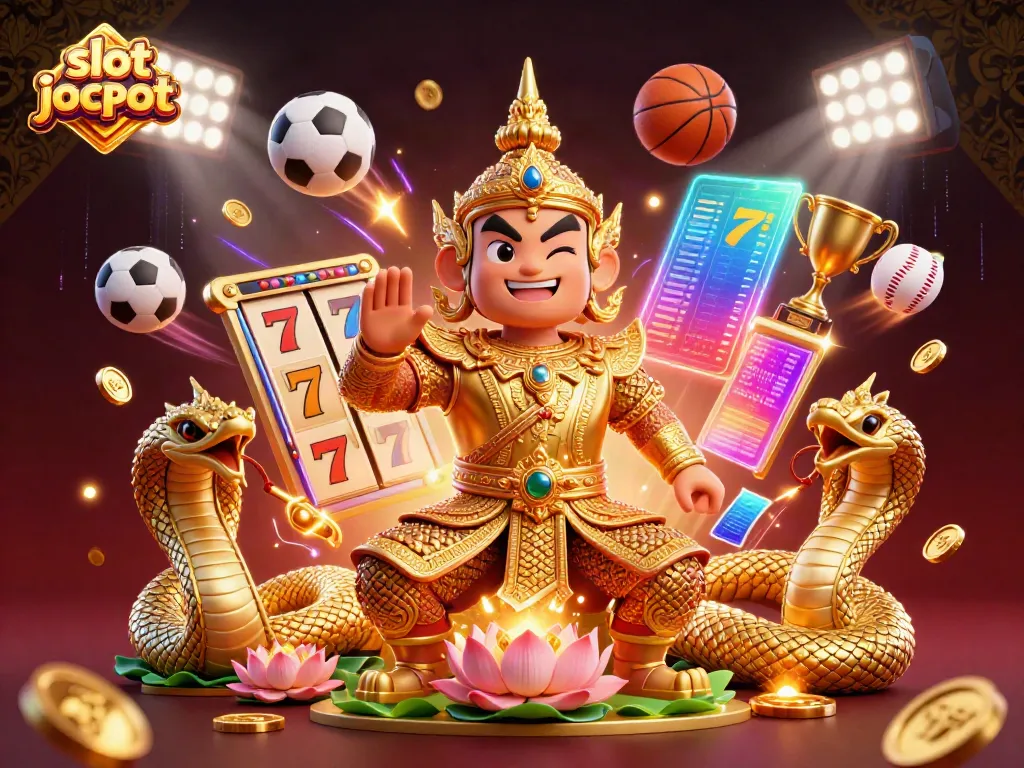 Experience the thrill of a slot jackpot with vibrant characters and dynamic game elements in this lively illustration.