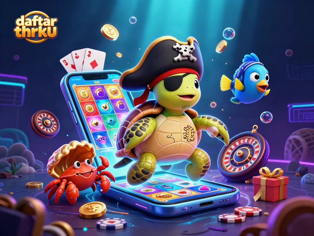 Engage in thrilling fun with daftar thrku's colorful casino adventure featuring pirate-themed characters and vibrant game elements.