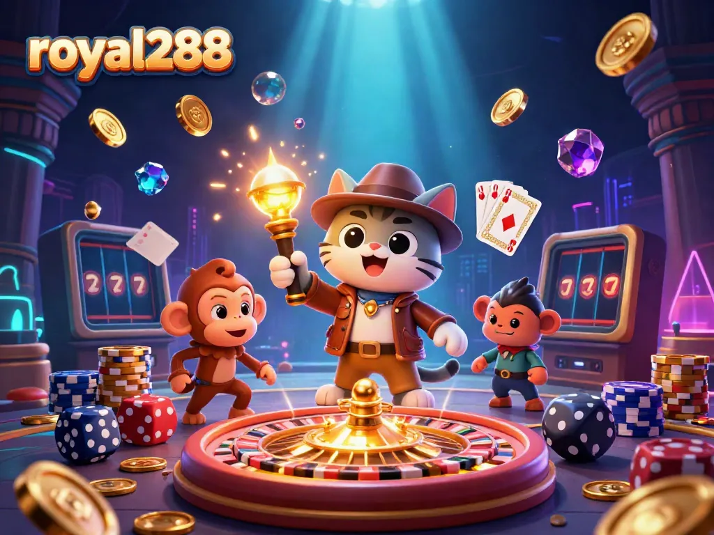 royal288 menciptakan pengalaman bermain yang menarik dengan kartu dan chip berwarna cerah.