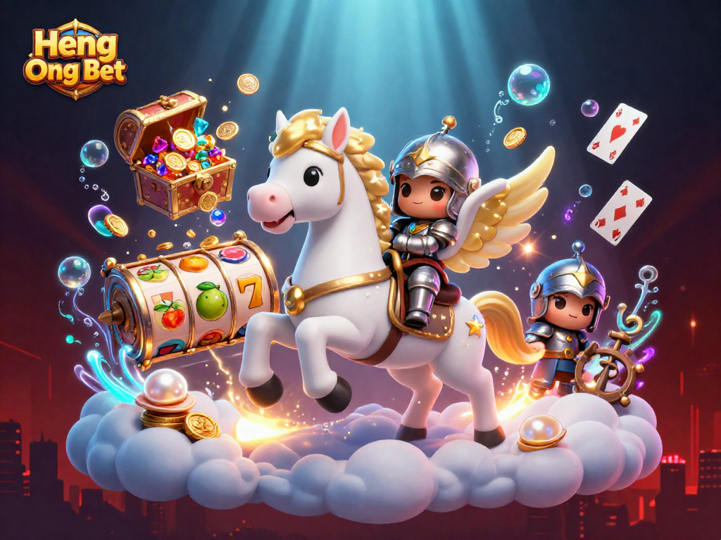 Experience Heng Ong Bet excitement with thrilling slot reels, treasures, and vibrant gems.