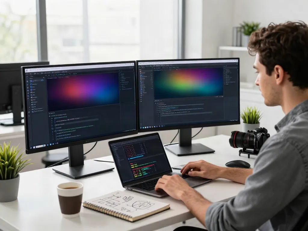 Developer integrating a unified LLM API in a modern workspace.