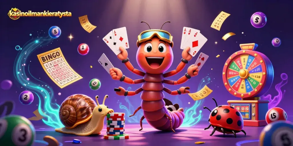 Engage with kasinoilmankierratysta's thrilling lottery universe featuring exciting colorful elements and characters.