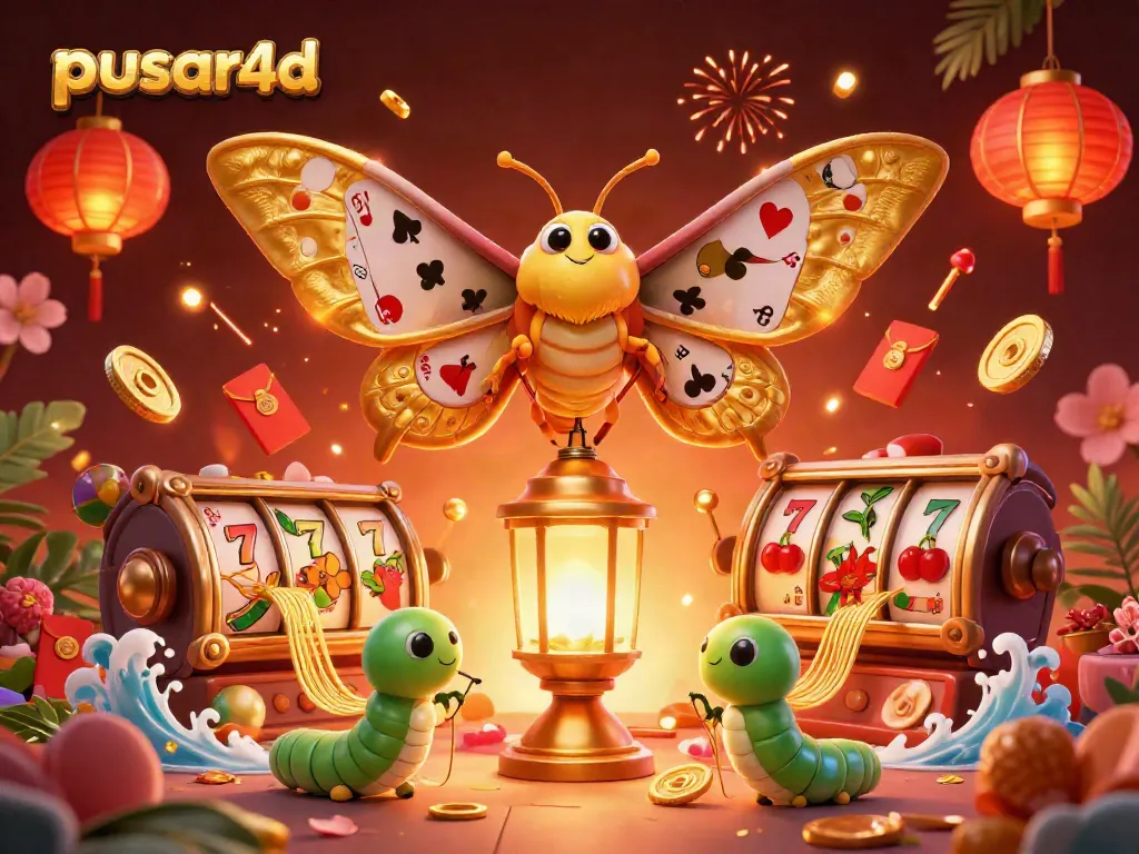 Pusar4d vibrant casino scene featuring an atlas moth and golden elements, perfect for online gamblers.