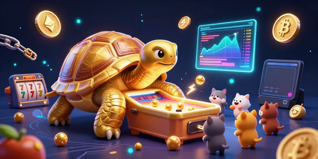 Dewacash invites players to experience thrilling gambling with a vibrant pinball-style tortoise and engaging slot elements.