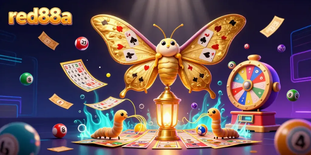 Experience thrilling moments at red88a with vibrant gaming elements amidst a dazzling moth scene.