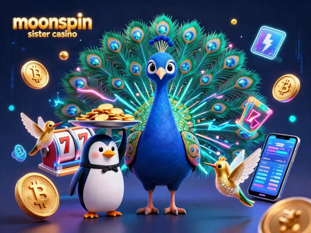 Experience immersive gaming at moonspin sister casino with vibrant slot reels and colorful characters.