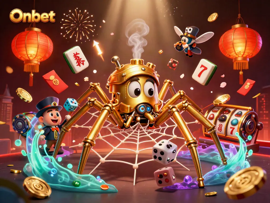 Onbet engages players with a vivid scene of steampunk characters amid dynamic slot elements.
