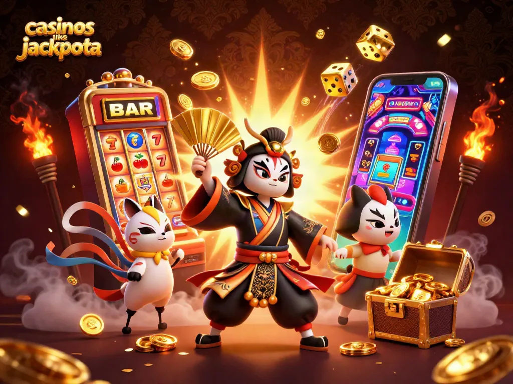 Win big with casinos like jackpota in this vibrant 3D casino scene filled with action.