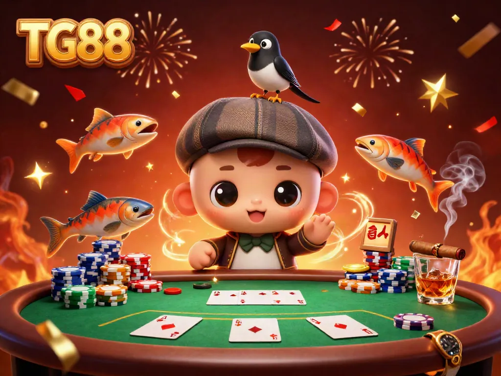 Experience thrilling gameplay with TG88 featuring cartoon Nessie and poker action