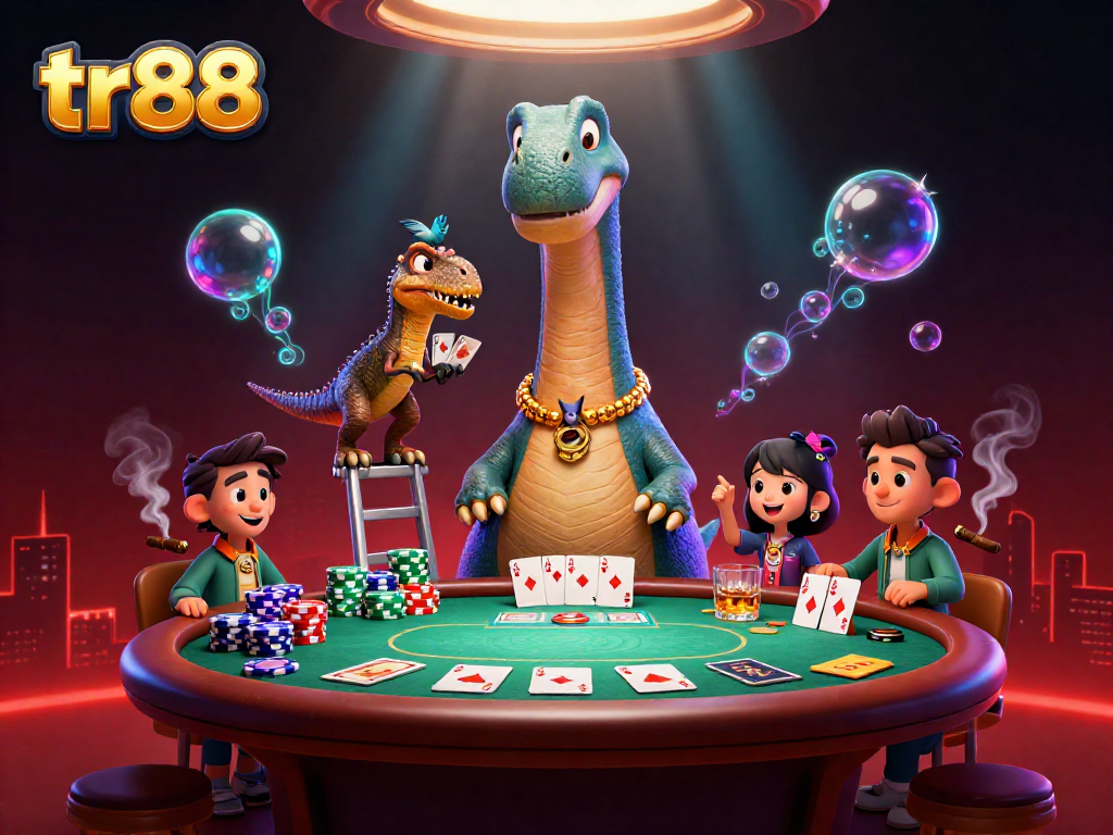 Experience thrilling poker action at tr88 with a giant brontosaurus and clever raptor dealer.