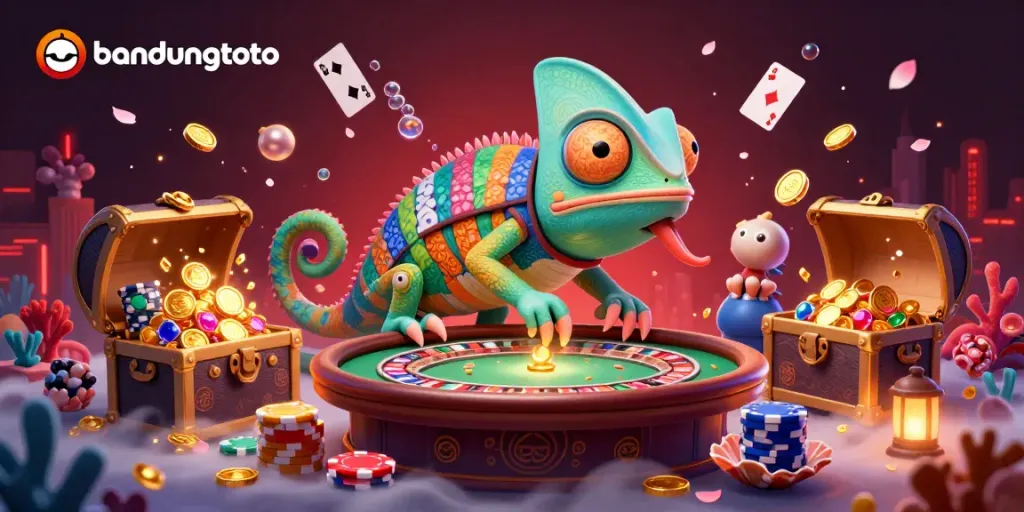 Engage in thrilling gameplay at bandungtoto, showcasing a vibrant 3D casino scene filled with fun elements.