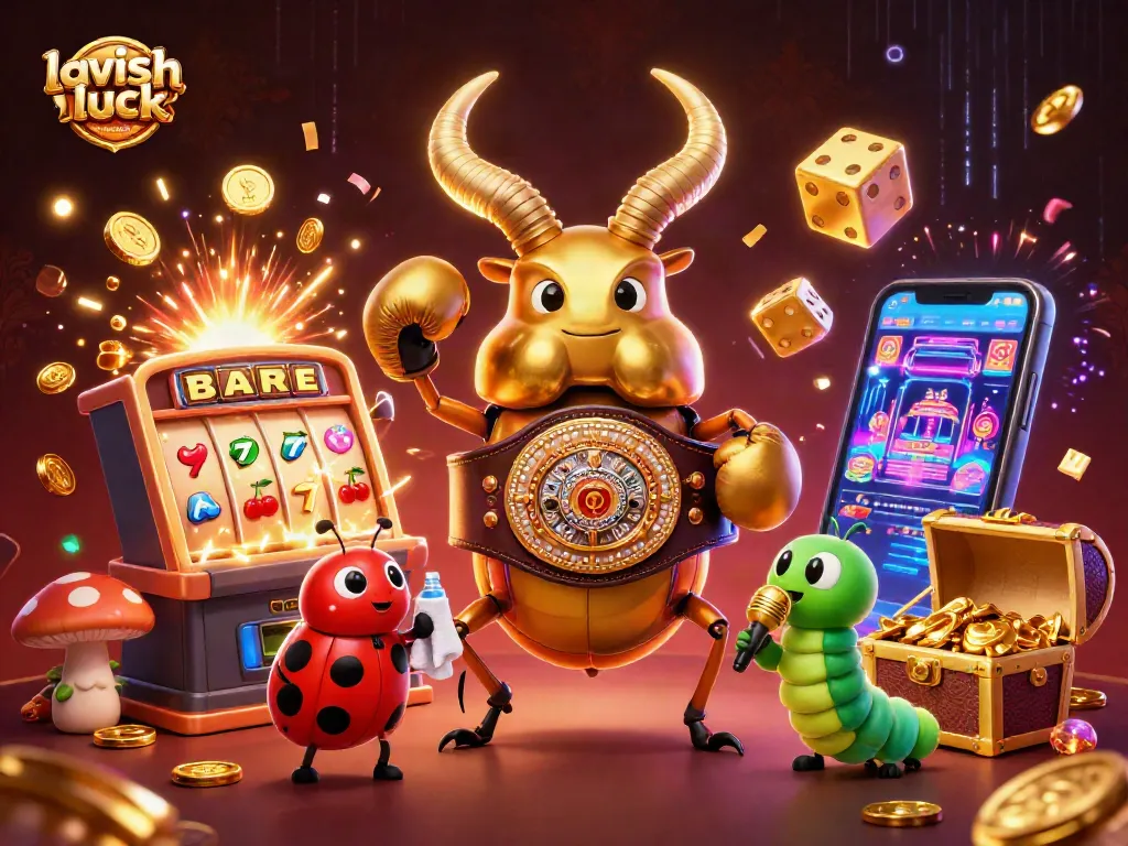 Spin to win with Lavish Luck reward code featuring dynamic casino characters and gaming elements.