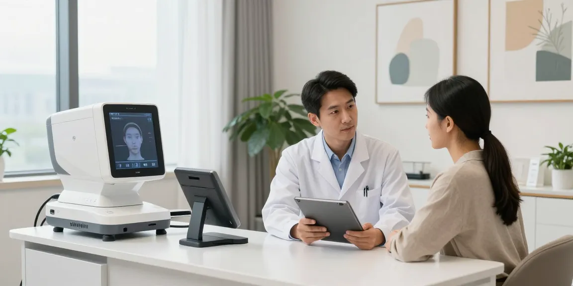 ClinicEvo better than QOVES features a professional analysis setting showcasing advanced facial assessments.