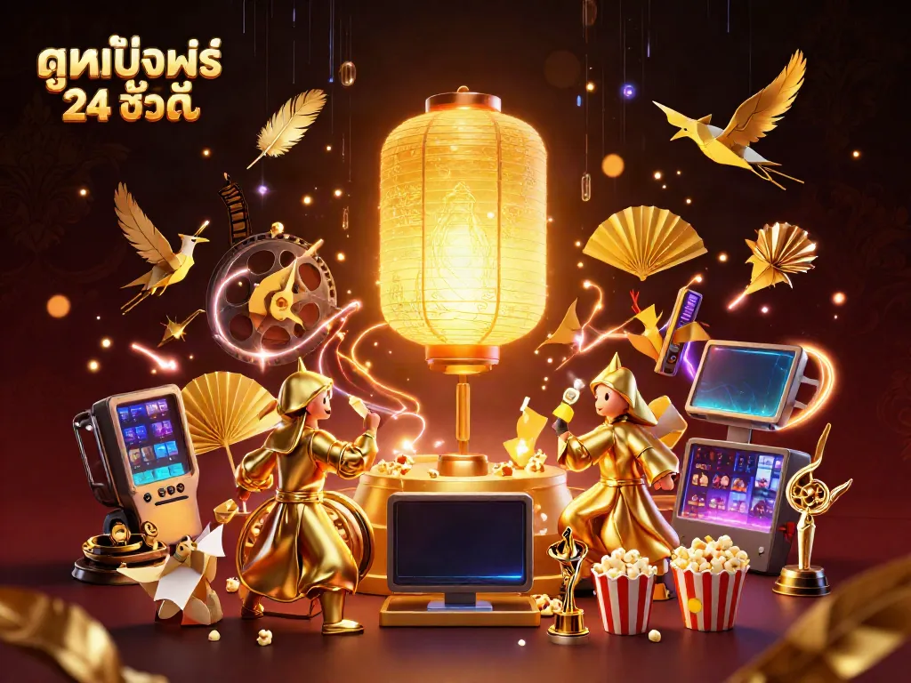 Engage with ดูหนังออนไลน์ฟรี 24 ชั่วโมง showcasing vibrant online entertainment with dynamic movie elements.