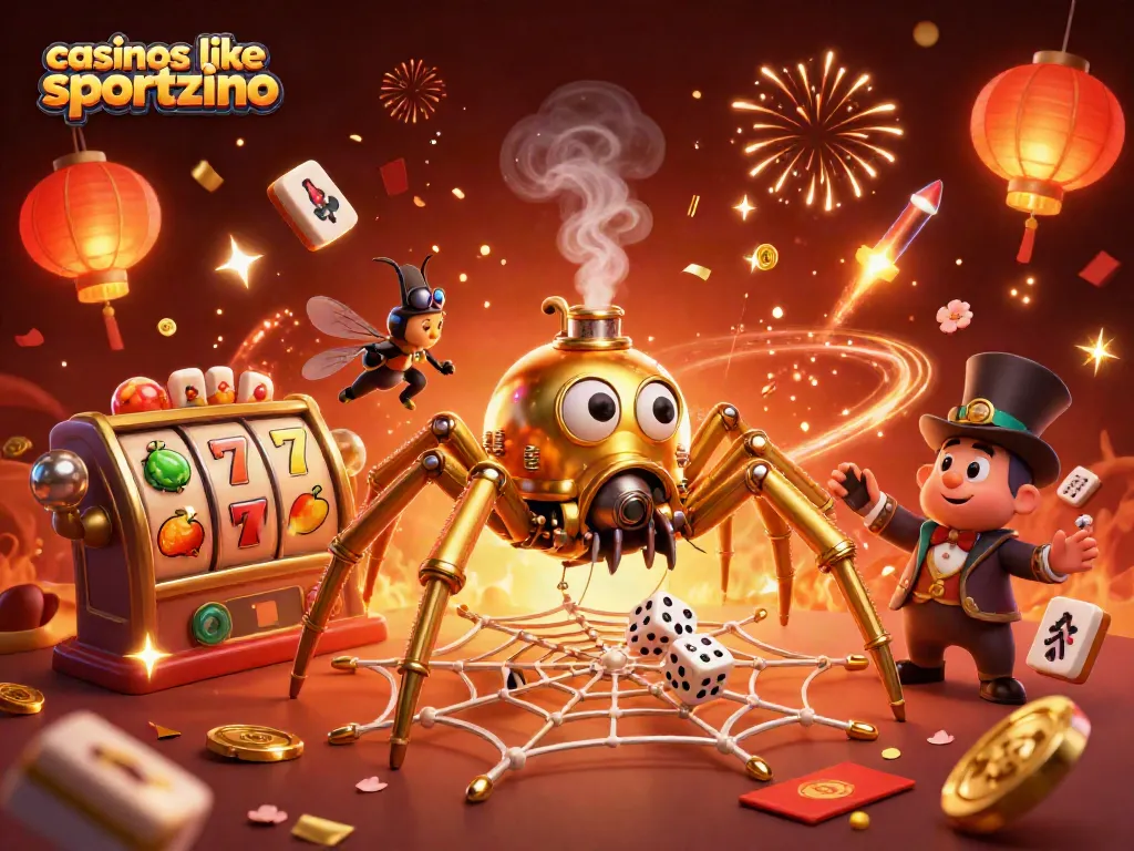 Spin and win at casinos like sportzino with this enchanting steampunk scene full of whimsical game elements.